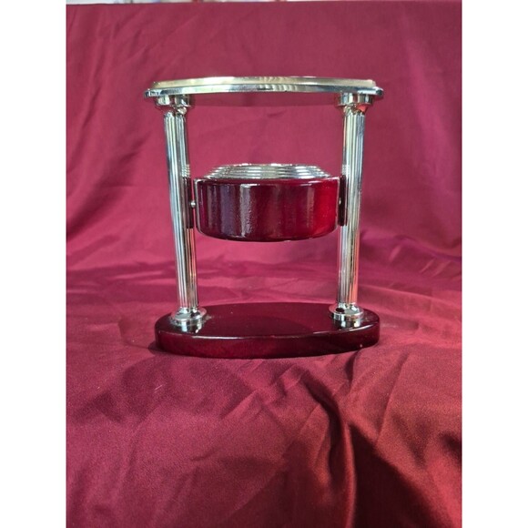 Paul Sebastian Art Deco Quartz Desk Clock Cherry Wood Stand Two-Toned - Picture 3 of 3